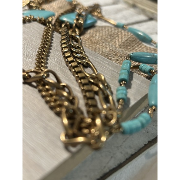 Silpada KR "Toes in the Sand" Howlite Turquoise Brass Necklace 5-Strand NWT $160 - Picture 9 of 11